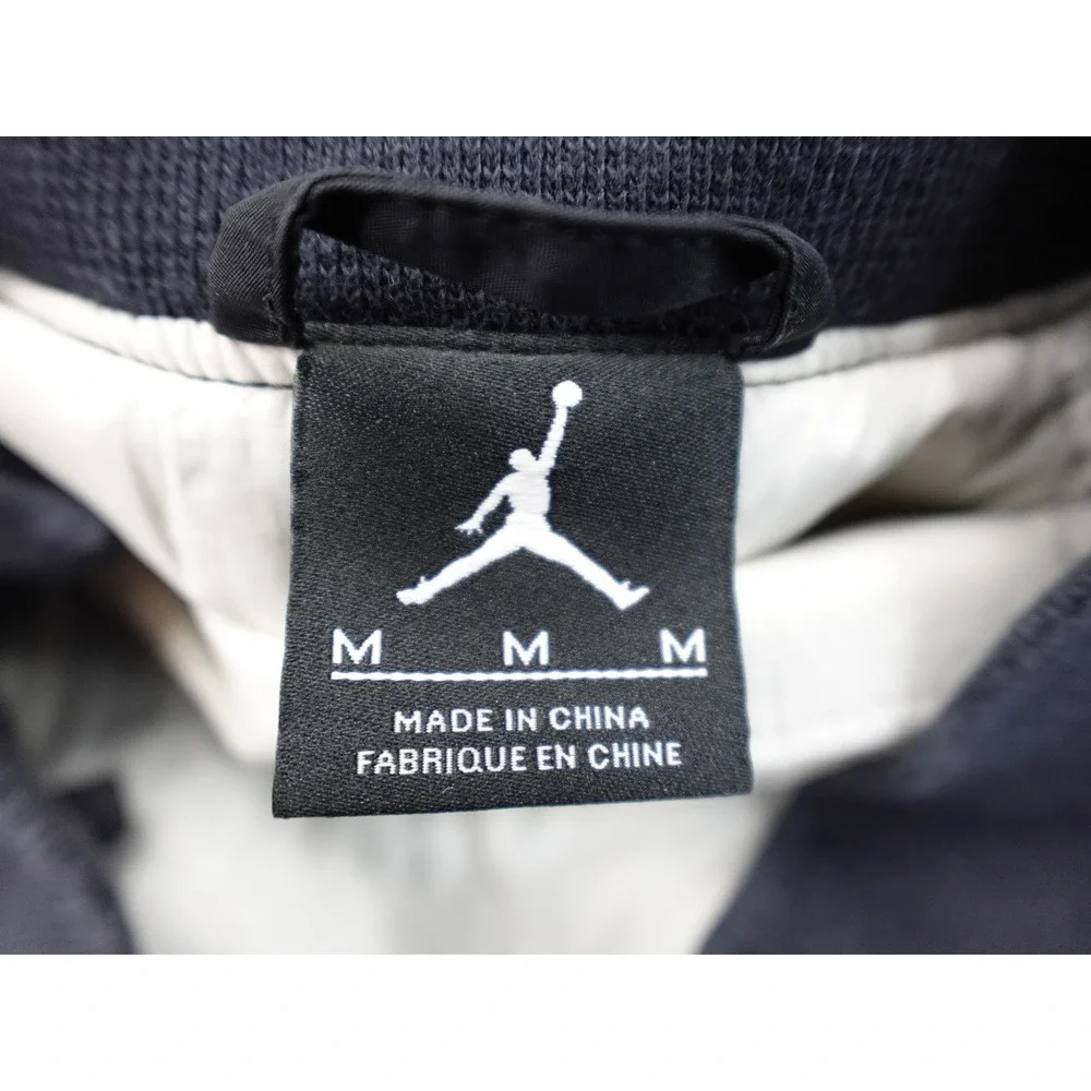 Jordan Long‎ Bomber Jacket Mens M Black Geometric Insulated Parka Gold Logo